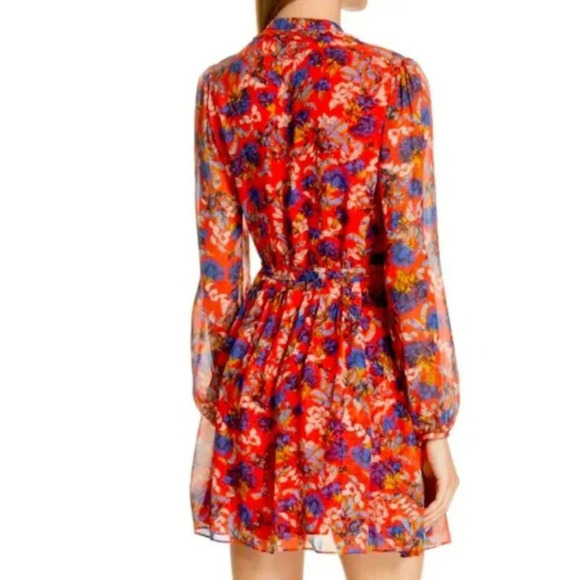 Saloni Tilly Ruffle Floral Silk Mini Dress 26017 - Picture 2 of 10